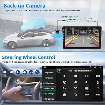 4+64G 10 Android 14 Car Stereo Radio Upgrade for Jeep Renegade 2015–2020 w/Wireless Carplay Android Auto Touch Screen Double Din Car Radio Receiver Bluetooth GPS Sat Navi WiFi FM SWC Backup Camera