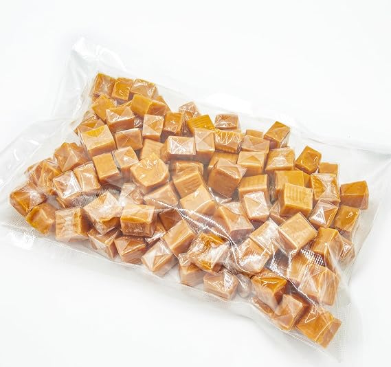 CARAMEL SQUARES Candy 1 lb Bulk Bag, Soft and Chewy Taffy, Classic Milk Flavor, Old Fashioned Candies, Individually Wrapped (64 Pieces)