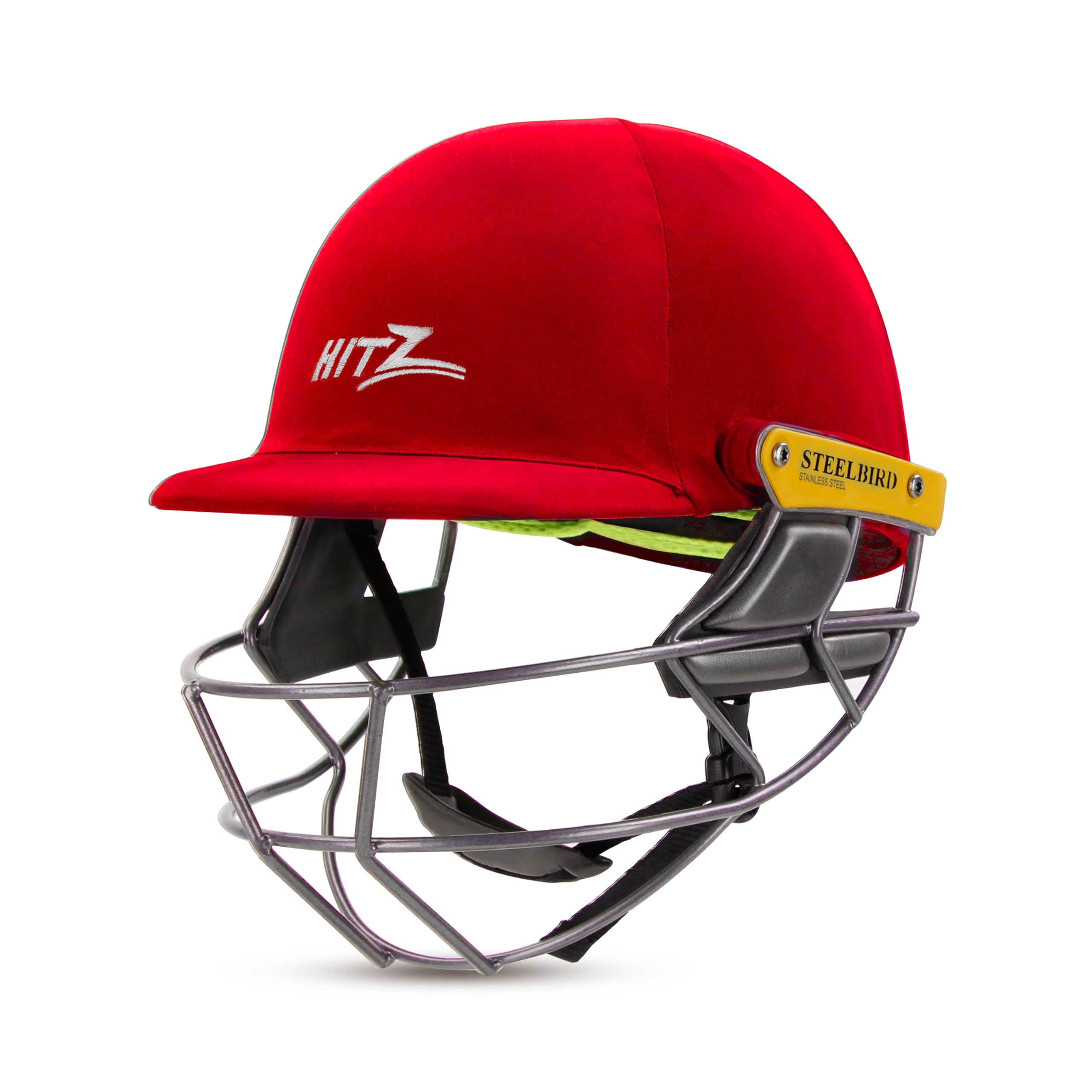 Steelbird Hitz Stainless Steel Premium Cricket Helmet for Men & Boys (Fixed Spring Steel Grill | Light Weight) (XL, Red Fabric with Green Interior) (B0CW1H9FSY) Amazon Price History, Amazon Price Tracker