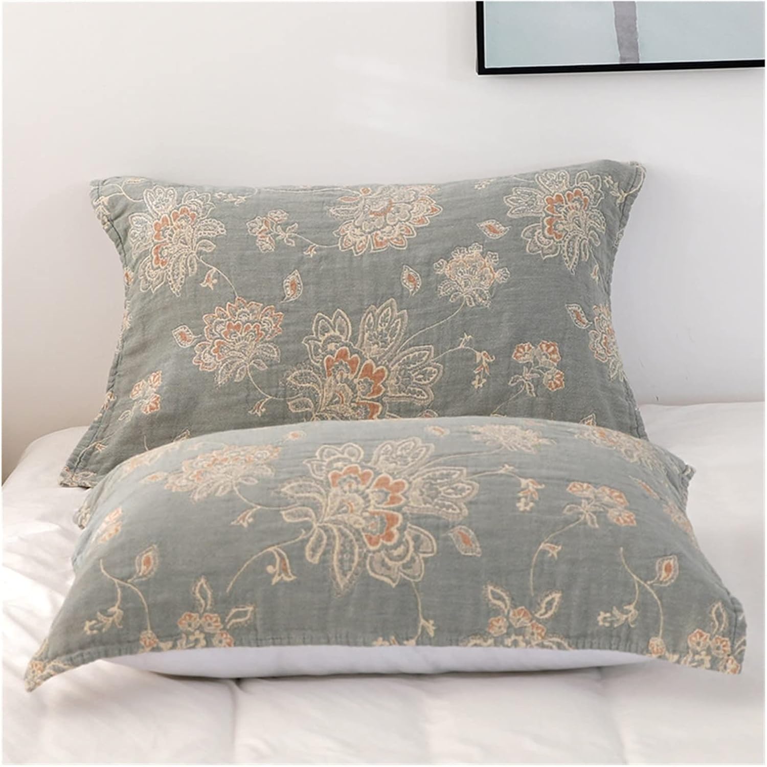 HBJWOV Five-Layer Gauze and Cotton European Flower 50X75cm Pillow Cover Towel Adult Plus(E)