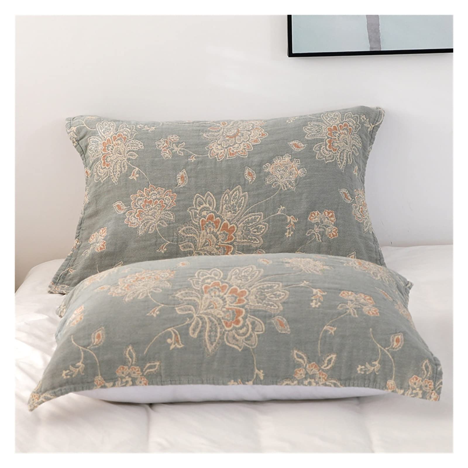 Serviette d'oreiller adulte plus coton gaze à cinq couches douceur fleur européenne 50x75 cm