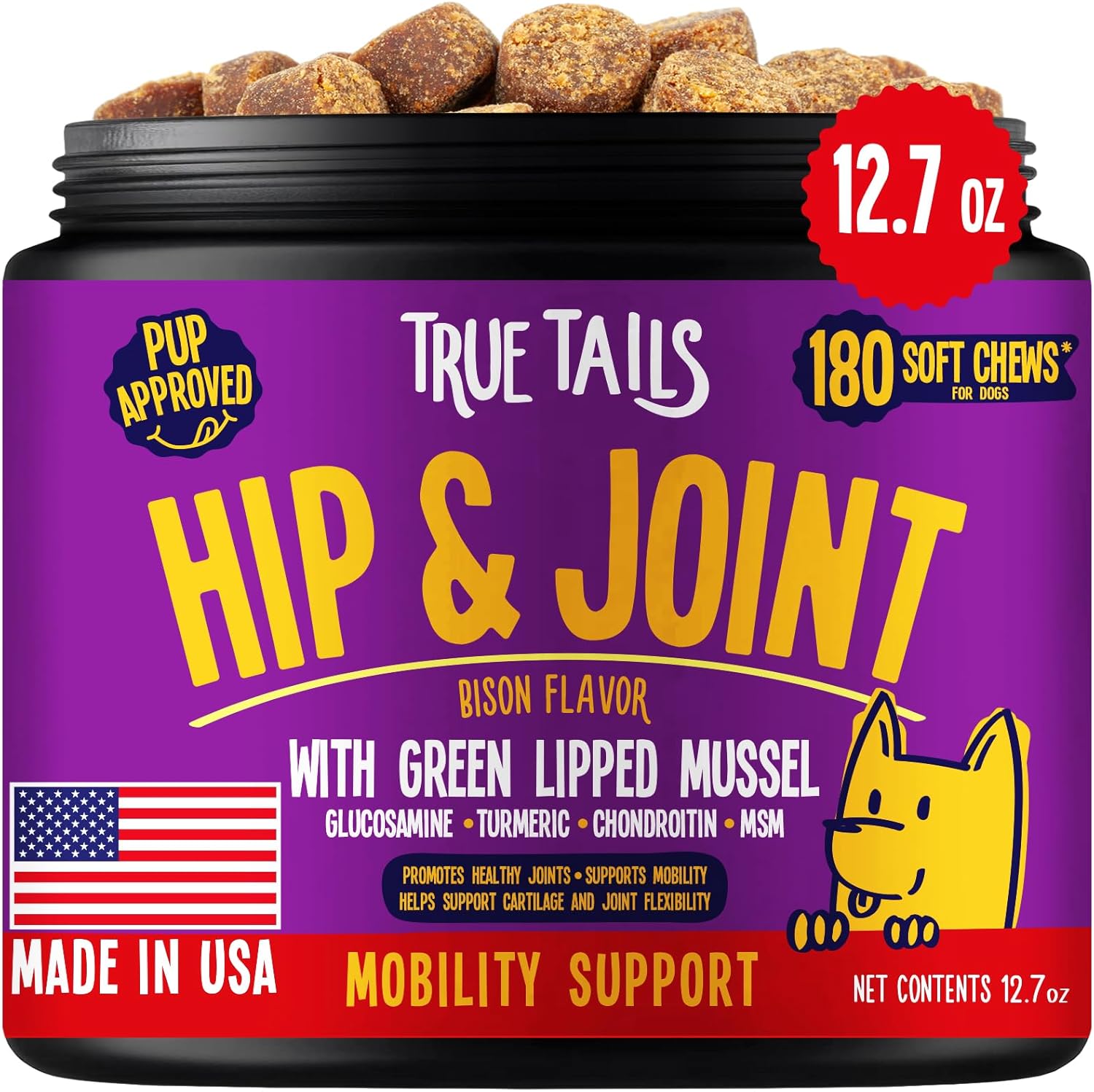 True Tails Dog Joint Supplement with Bison Flavor 180Pcs