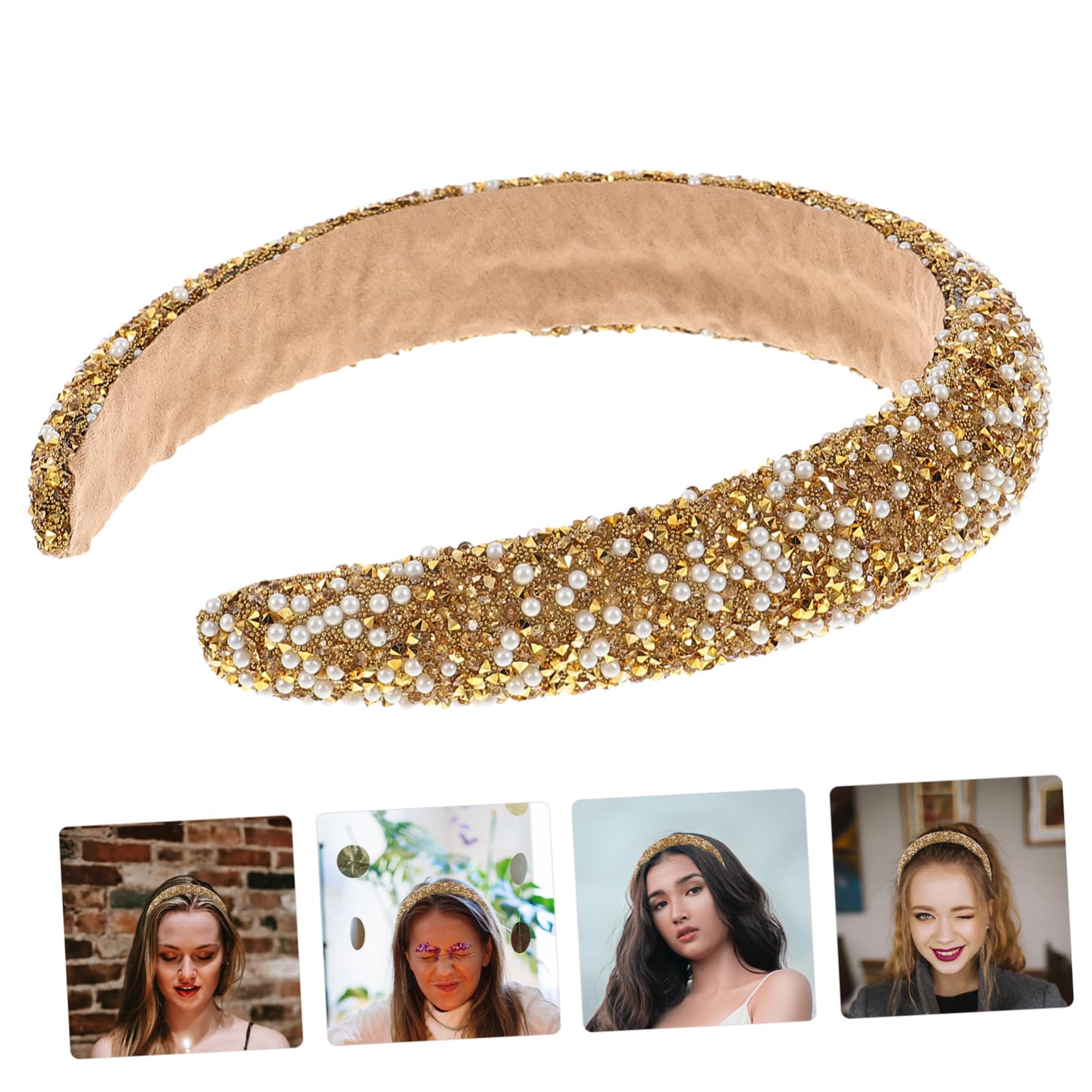 5stücke Damen Haarband Mit Perlen Breites Design Für Makeup Und Gesichtspflege Elegantes Accessoire Für Partys Und Besondere Anlässe Vielseitig Und