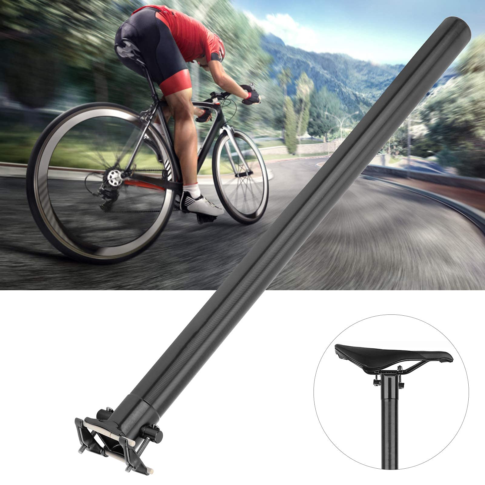 Aluminium Fahrrad Sattelst¨¹tze 33,9 mm Schwarz f¨¹r Rennrad Mountainbike Trekkingbike Gravelbike Carbonoptik Kompatibel mit 30,9 31,6