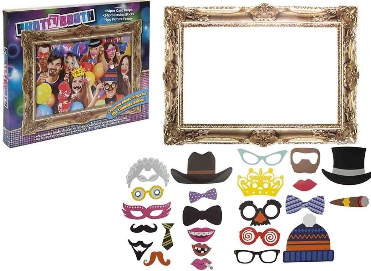 Photo Booth 24 piece Selfie Posing Props & Large Picture
