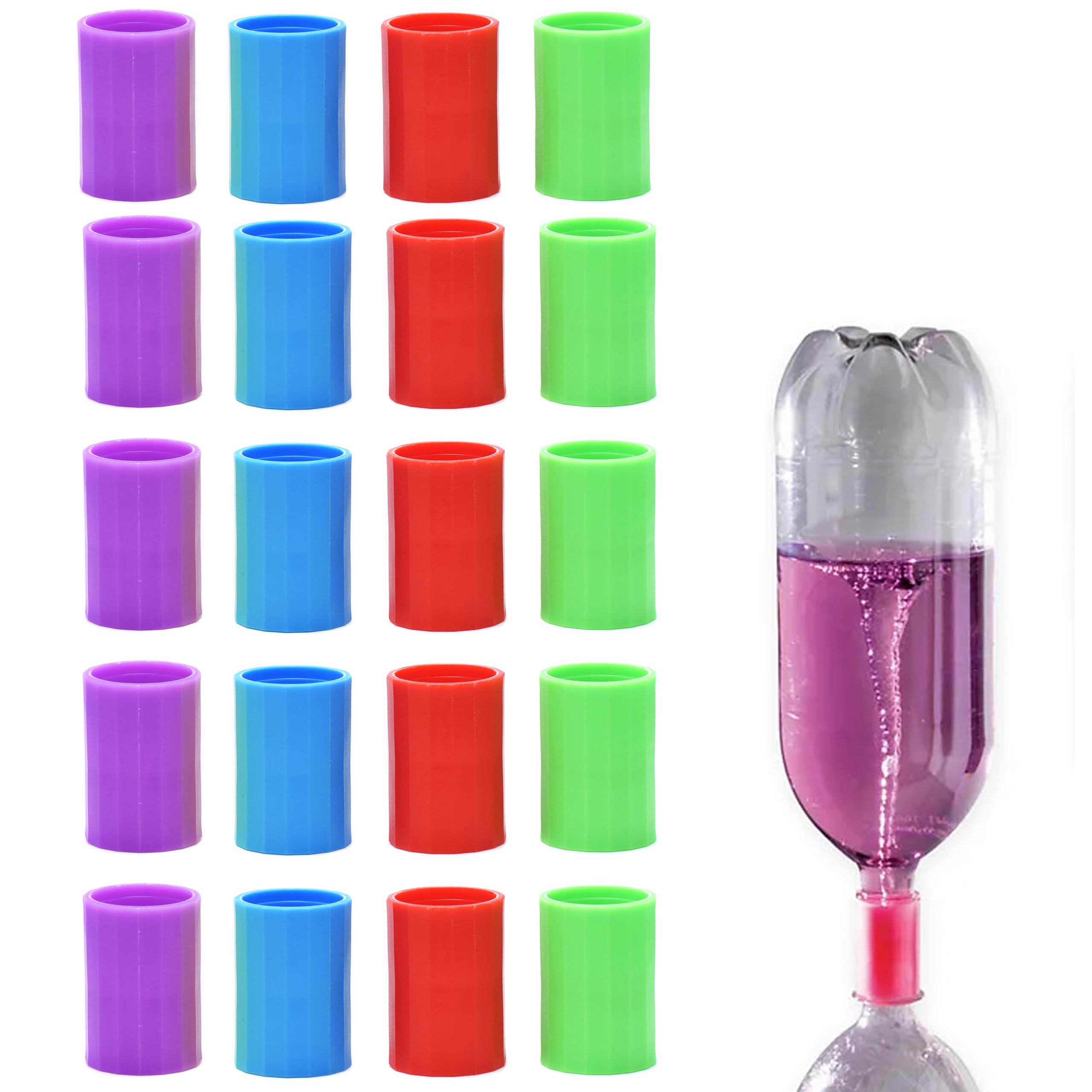 MIHEY 24 Pcs Tornado Bottle Connector Vortex Tube, Tornadoes in a Bottle Connectors, Cyclone Tube for Scientific Experiment, 4 Colors