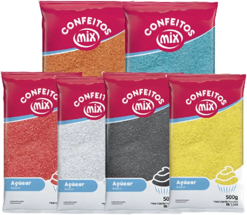 06 Açúcar Colorido Algodão Doce Bolo Cupcake Docinhos Confeitaria