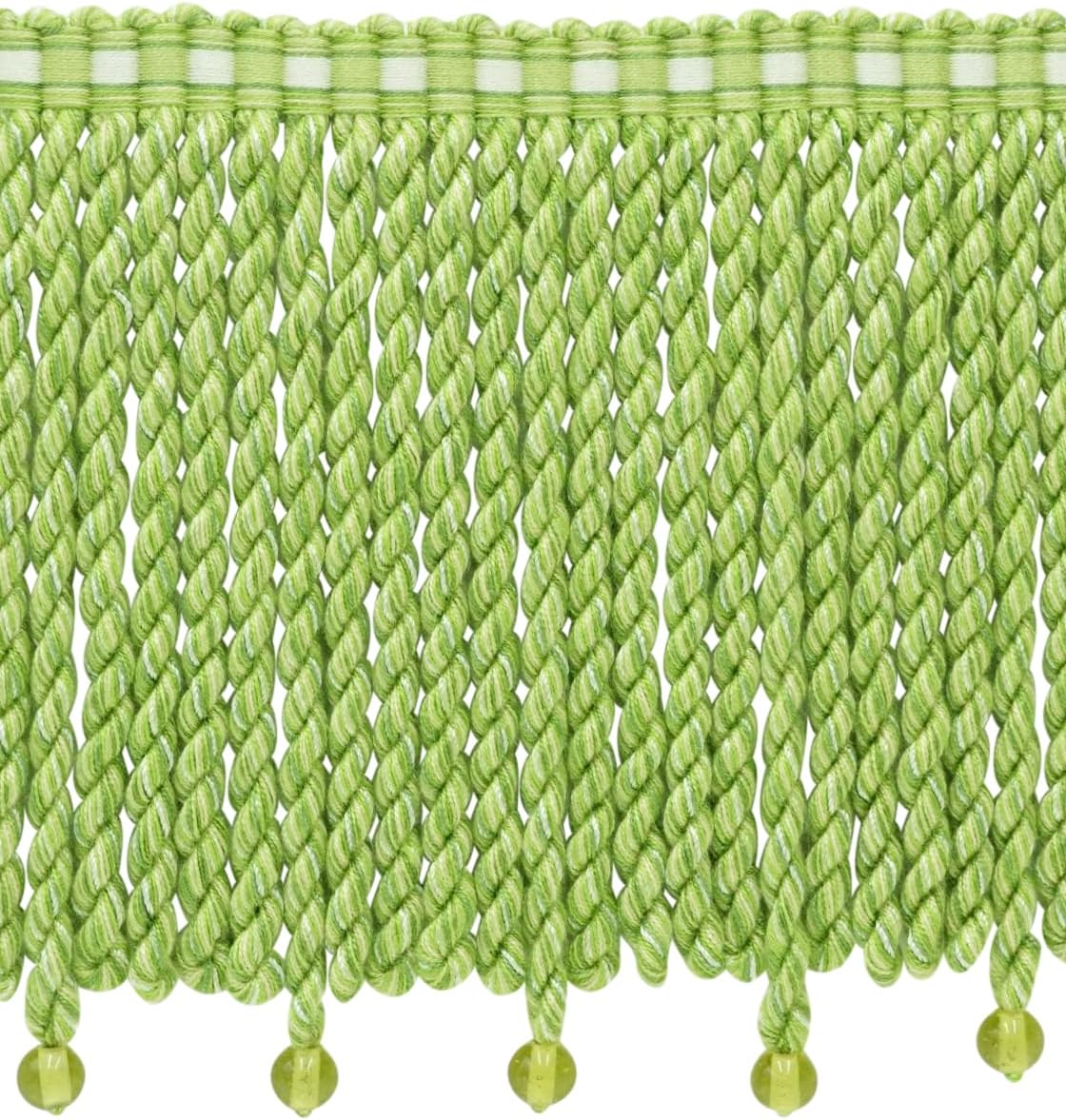 DÉCOPRO 6" Long (15cm) Marrakesh Collection Bullion Fringe Trim with Fancy Woven Header (BFRW6), Cabbage Green Multicolor #VL11 (Forest Green, Olive Green, Yellow Green) 5 Yards (15 ft/4.5m)
