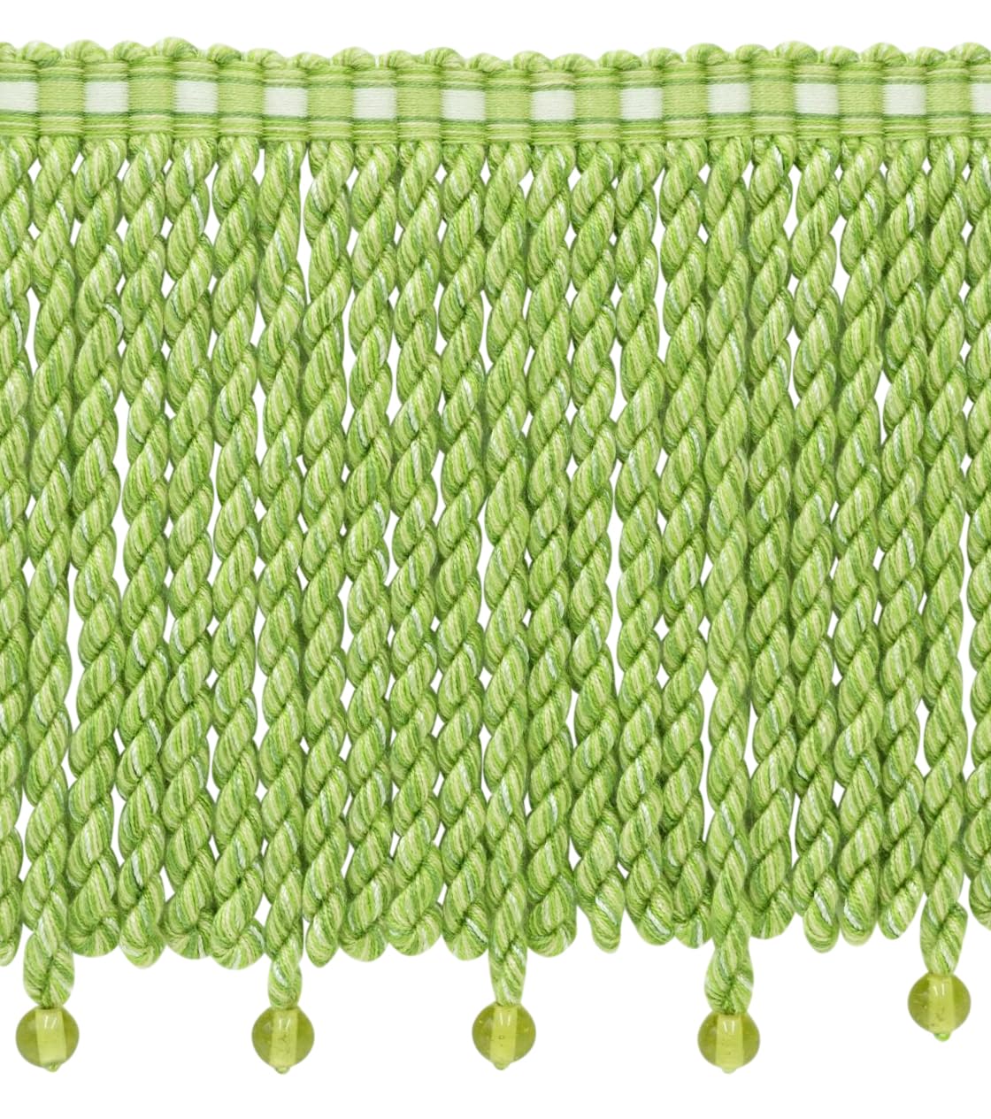 Frange 15 cm Marrakesh verte pour finitions d'ameublement et rideaux haut de gamme