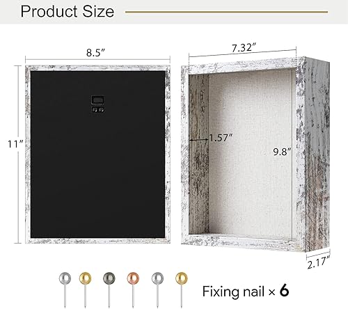 Miniatura 6 de Califortree Marco de caja de sombra de 8.5 x 11 pulgadas con parte trasera de lino, resistente vitrina de memoria de flores, imágenes, medallas y