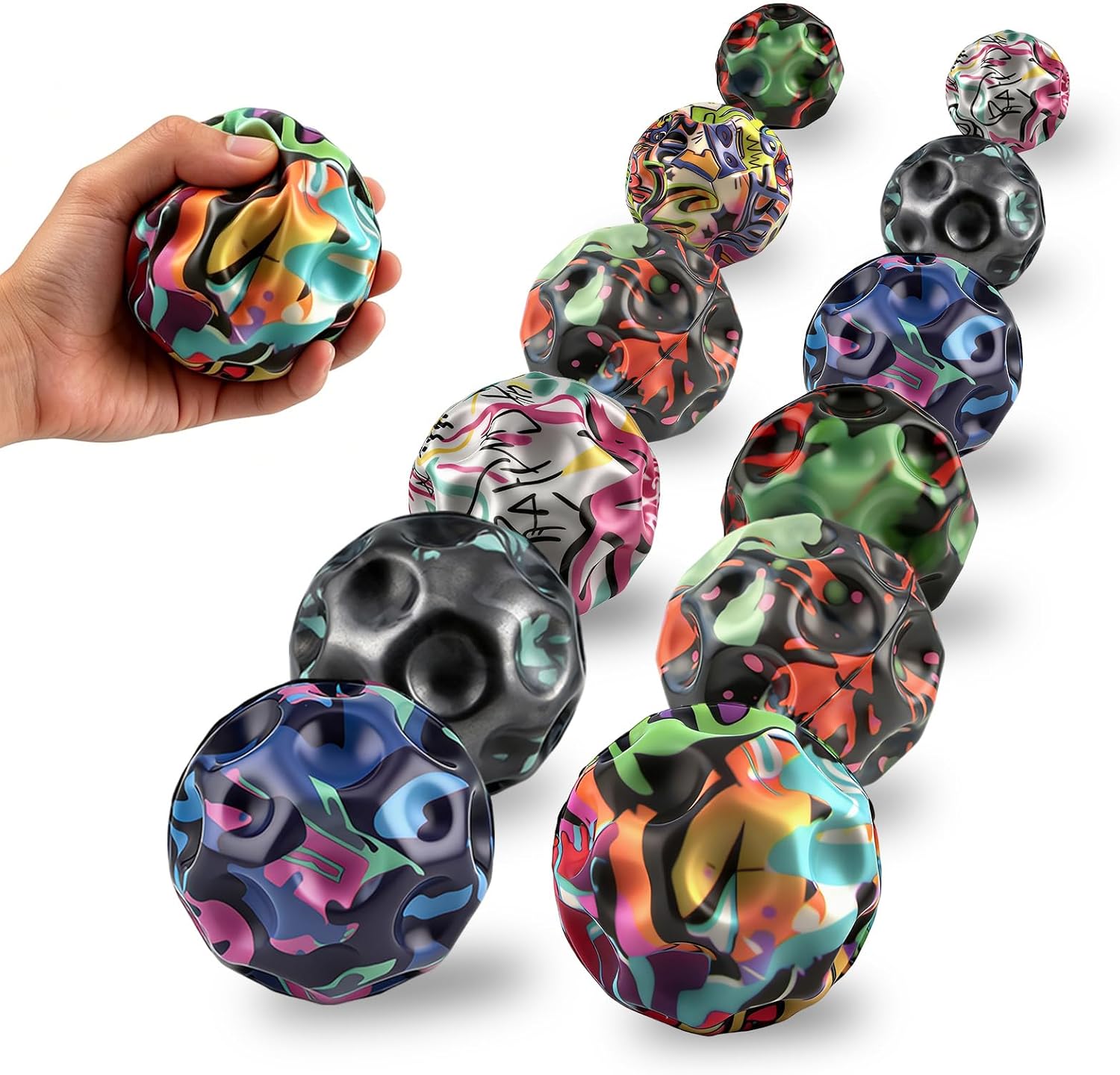 High Bounce Ball Set, Soft PU Sensory Balls for Kids