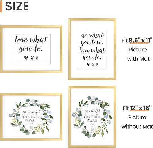 Vista 21 de upsimples - Portarretratos para galería de fotografías en la pared, marcos para fotos de 8 x 10 pulgadas con paspartú u 11 x 14 pulgadas sin Natural