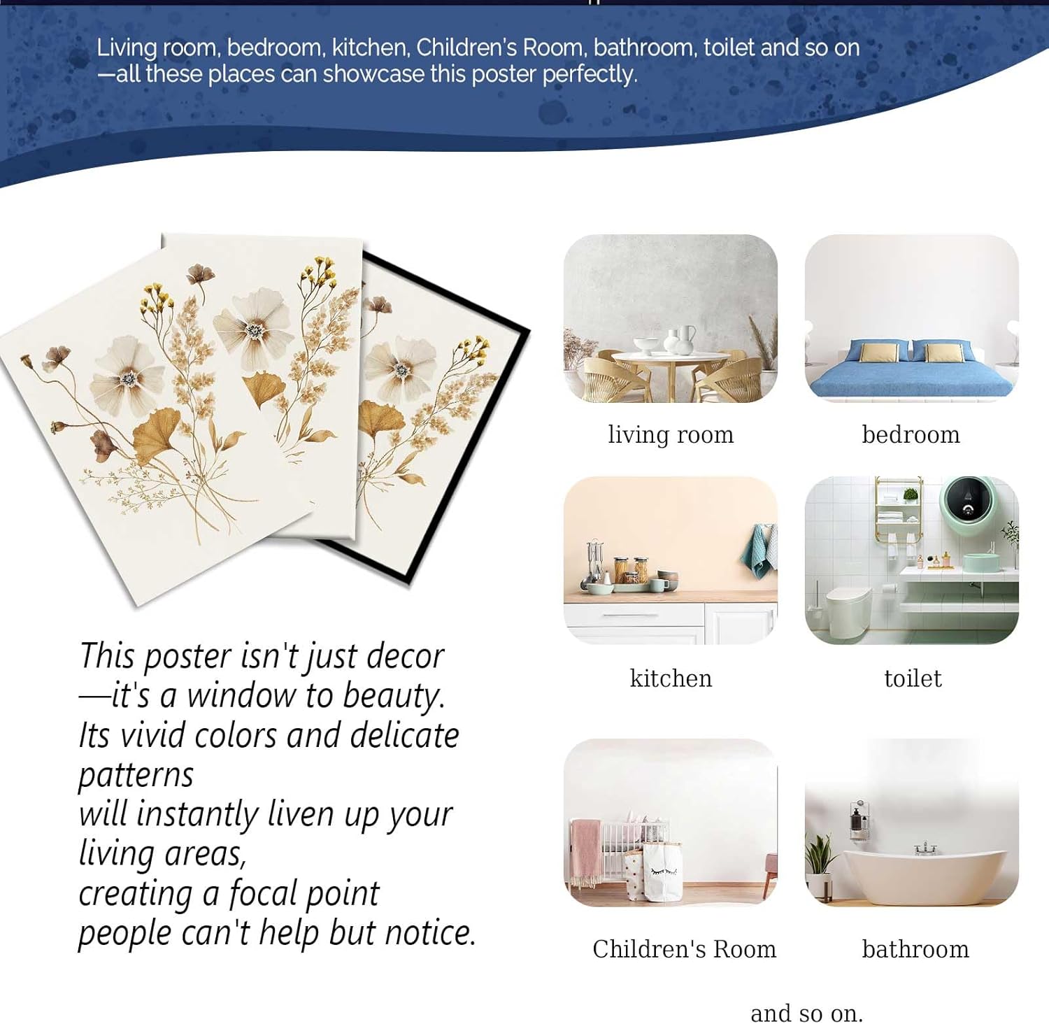 Watercolor Flowers Canvas Wall Art Neutral Botanical Decor Posters Wildflowers Bouquet Watercolor Prints For Office Living Room Bedroom Wall Decor 16x24in Framed