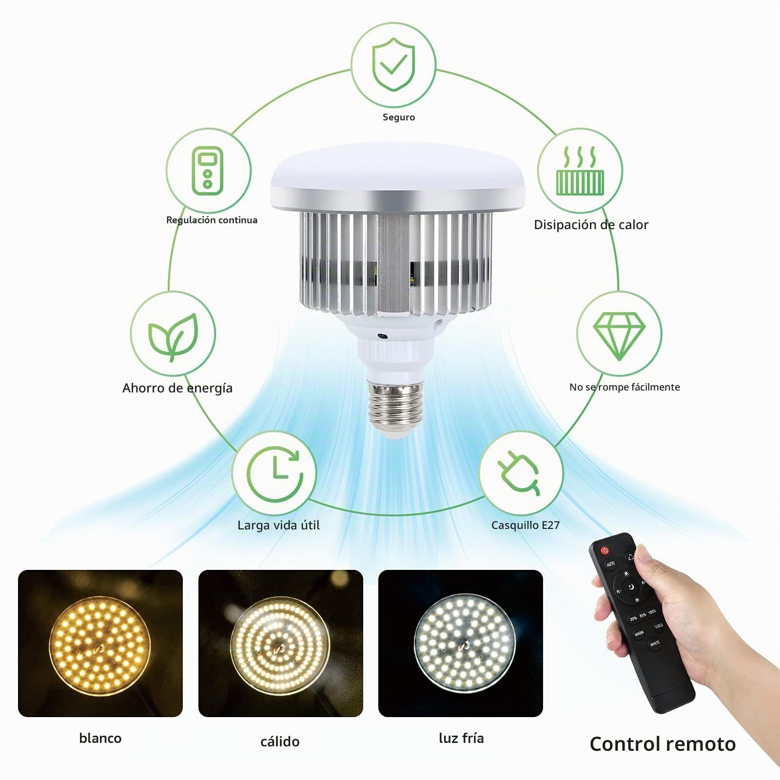 Bombilla LED 85W 2700-6400K con Control Remoto E27