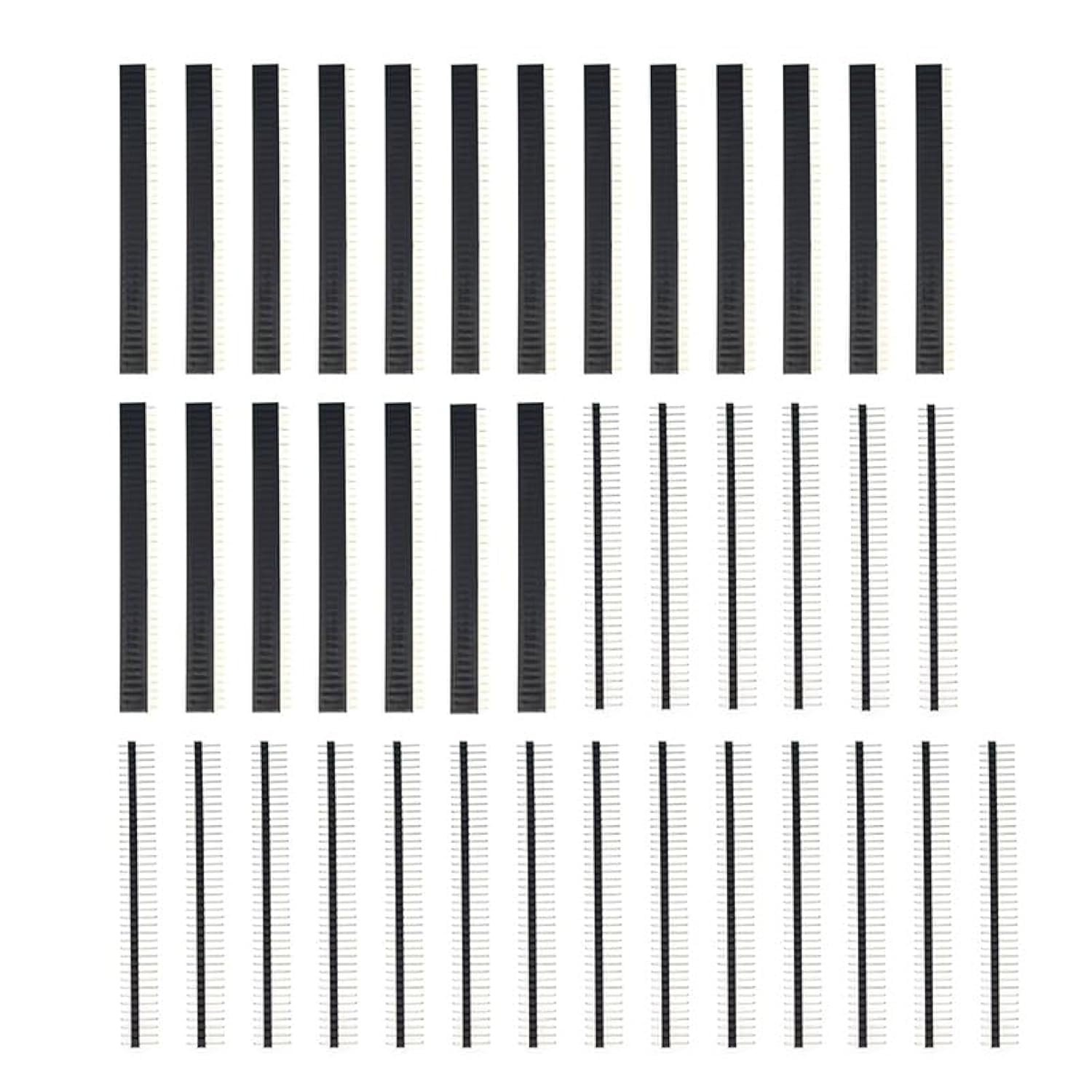 Reland Sun Total 40pcs,20 for each type, 40 Pin Single Row Male and Female Pin Header Connector Kit PCB Pin Strip