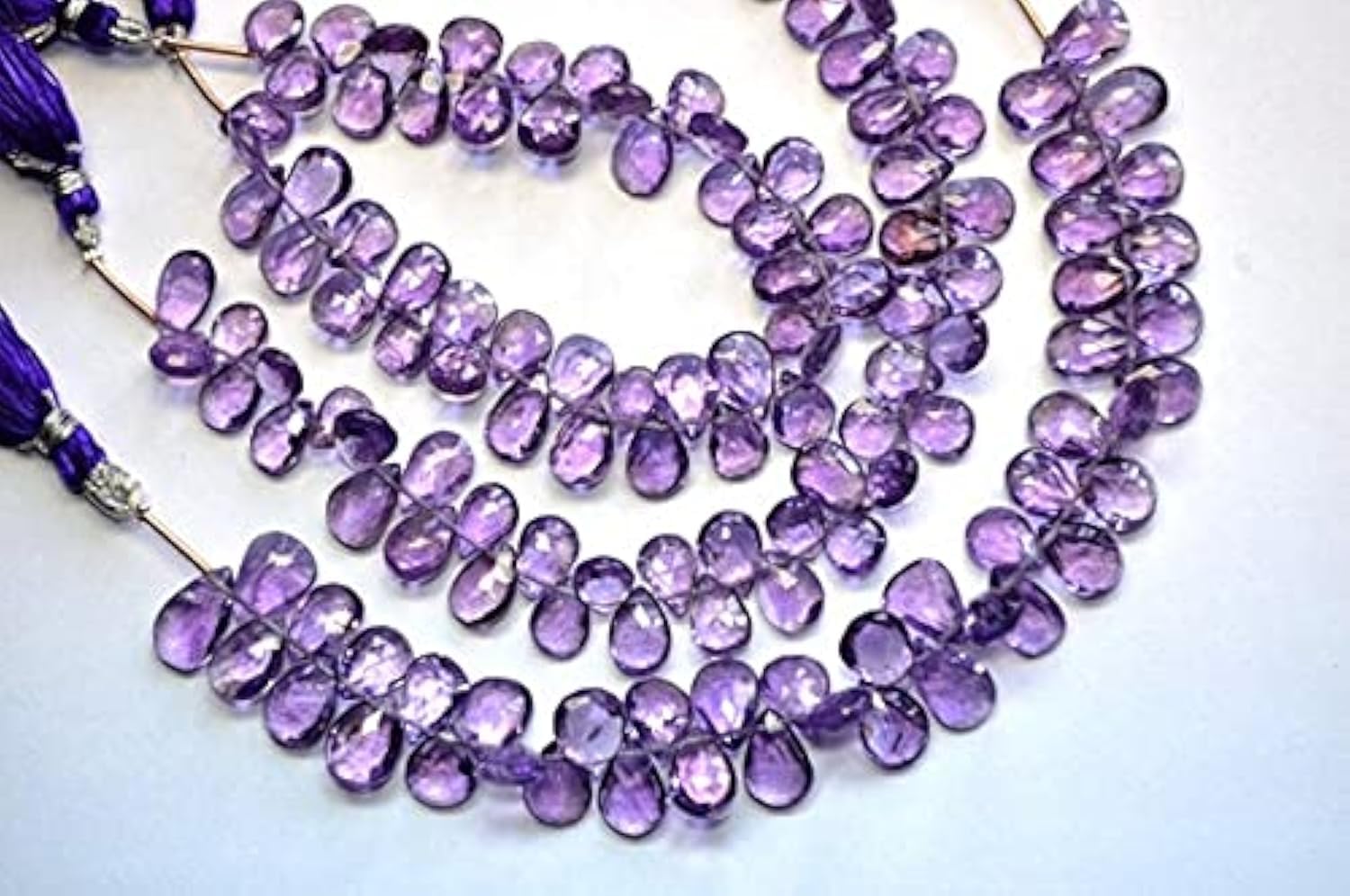 Améthyste naturelle véritable en perles poires facettées pour remplacer le plastique
