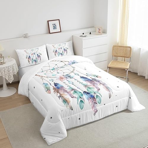 Miniatura 4 de Erosebridal Atrapasueños - Juego de ropa de cama tamaño individual para niñas, juego de edredón de flores florales de cerezo para mujer, edredón de
