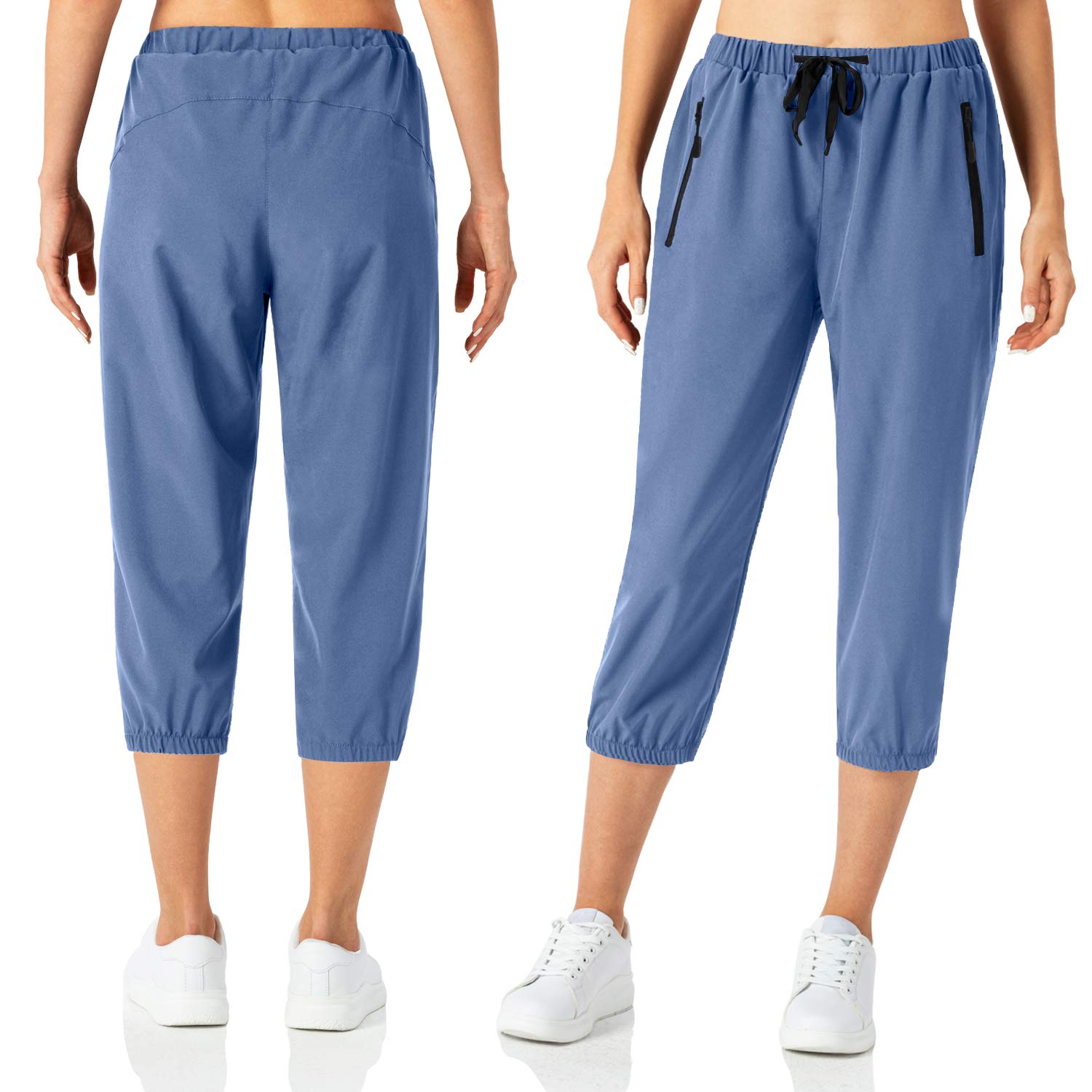 Butrends 3/4 Pantalón de Chándal para Mujer Pantalones de chándal Ligeros para Mujer Pantalones Capri de Secado rápido Pantalones de Senderismo Casuales con Bolsillos con Cremallera