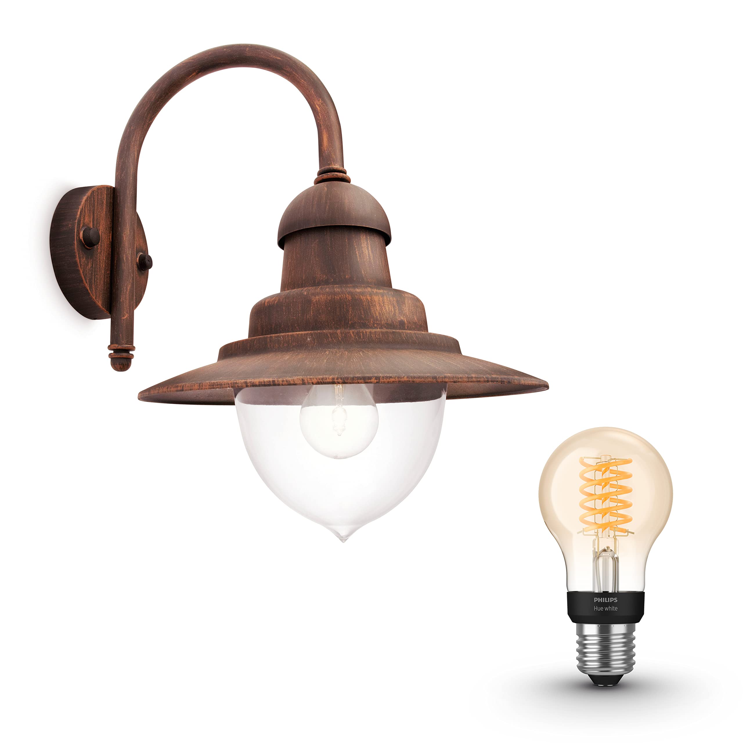 Philips Hue Raindrop Wandlampe Außen (Kupfer) - Außenleuchte - E27 - Warmweißes Licht - Hue White Filament