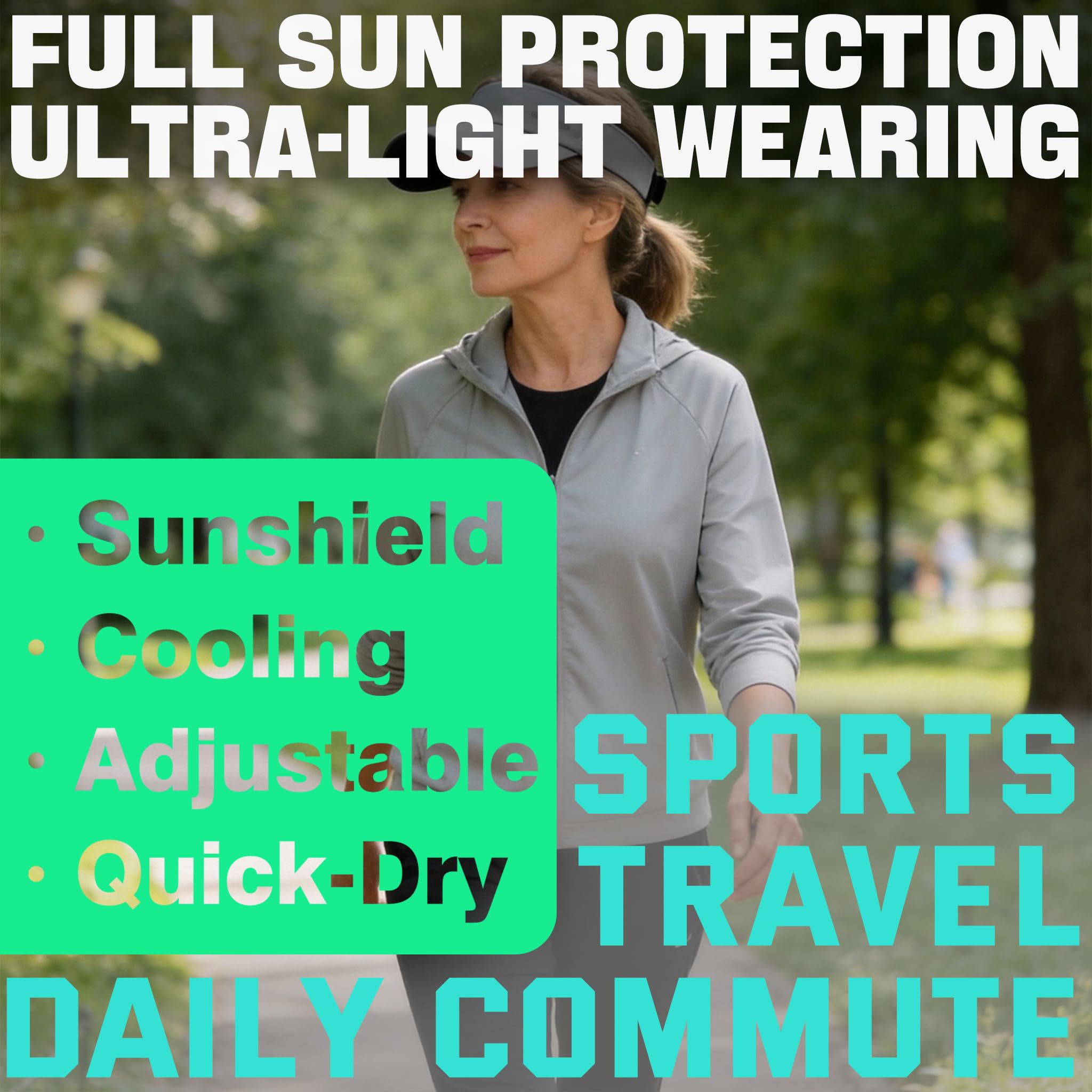 OTTERSHELL Pare-soleil de sport avec fentes pour lunettes, visière athlétique réglable pour la course, le golf, le tennis, la pêche.