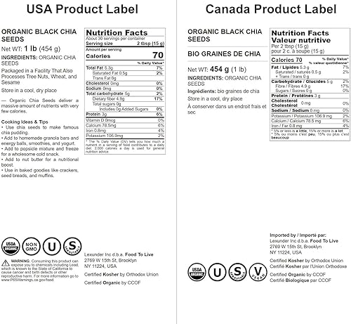 Vista 17 de Semillas de Chía Orgánicas Certificadas de Food To Live (Crudas, Negras, No Genéticamente Modificadas, Gruesas)