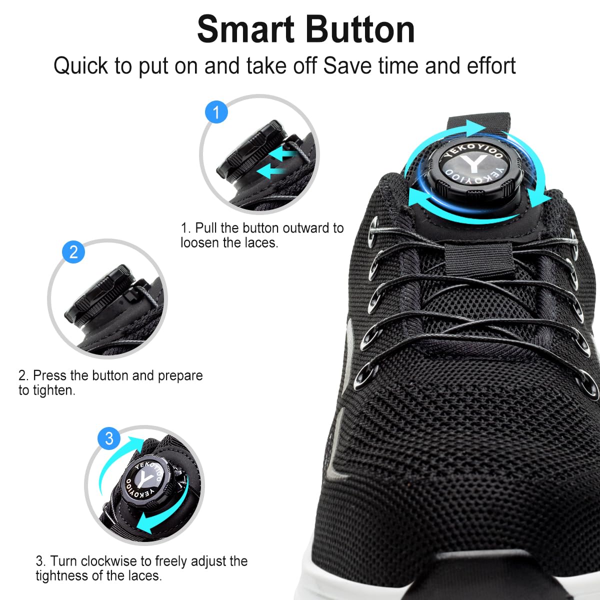 YEKOYIOO Scarpe Antinfortunistiche Uomo Donna Scarpe da Lavoro Leggere Comode Scarpe da Costruzione Antiscivolo Traspiranti Sneakers con Punta in Acciaio 38-46 EU