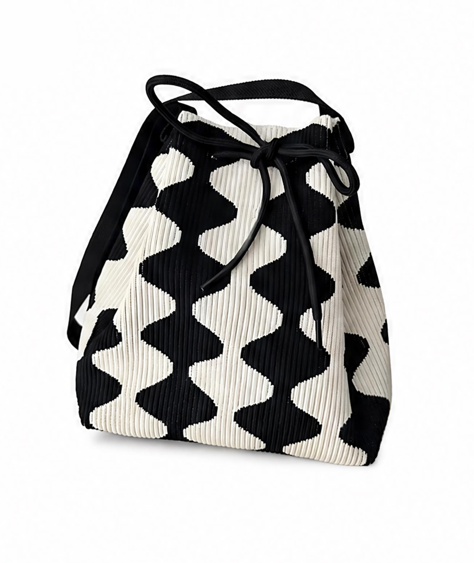1 Pc Boho Crochet Bag, Stylish Woven Beach Bag for Women, Wave Drawstring Bucket Design Ideal for Outdoor Vacation Travel Shopping Daily Casual Party Everyday Use-picture-46