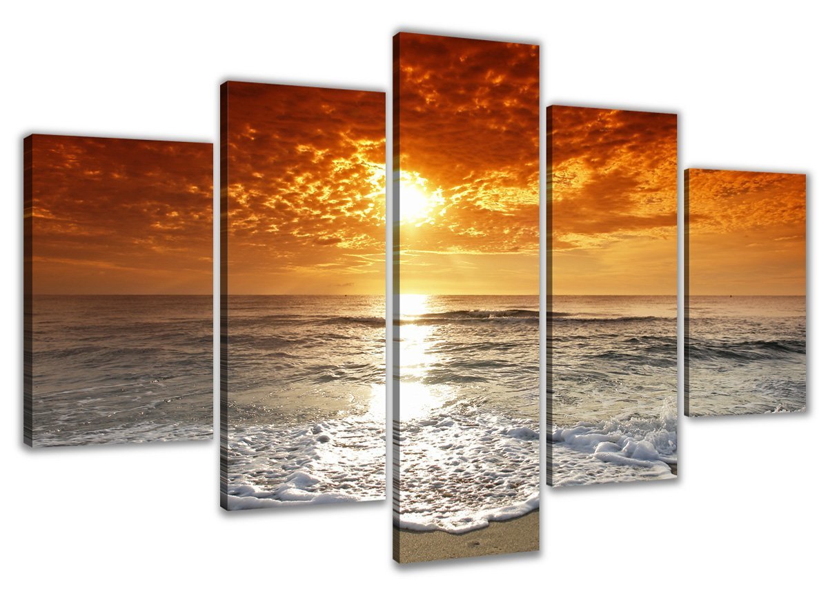 YMEI-ART 5 Panels 79" height 39"Giclee Canvas Prints Modern Stretched and Framed Artwork the Nature Pictures to Photo Paintings on Canvas Wall Art for Home Decor and Office Decorations