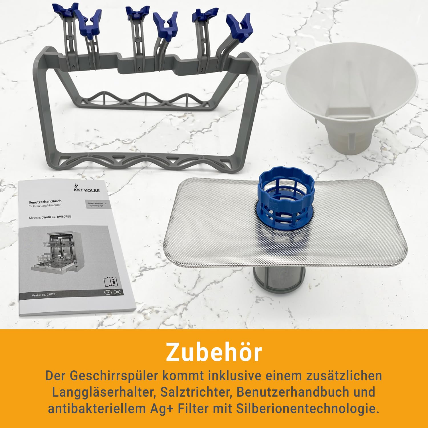 KKT KOLBE 60 cm Geschirrspüler Spülmaschine Schwarz Silber Freistehend Unterbaufähig 7 Programme 14 Maßgedecke DW60FSS