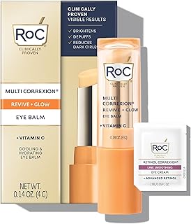 RoC Multi Correxion Revive + Glow Vitamin C Eye Balm (0.14 oz) with Retinol Eye Cream Packette