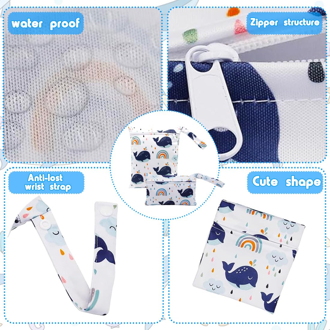 BAUCH Porta Pannolini 1 set sacchetti per neonati motivo balena