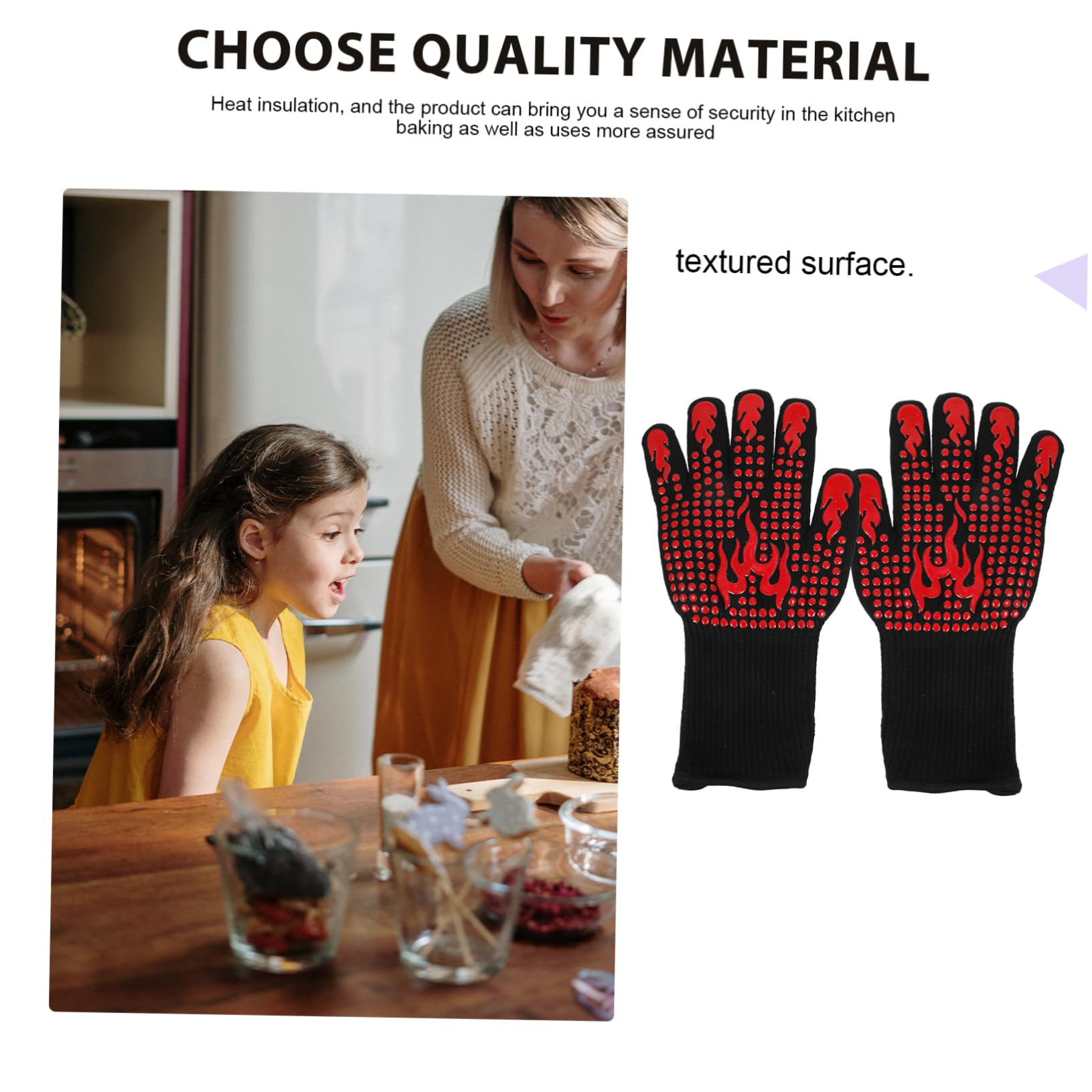 Guanto per Barbecue Resistente al Calore in Silicone e Guanto da Forno per Cucina e Cottura all Aperto Protezione Termica