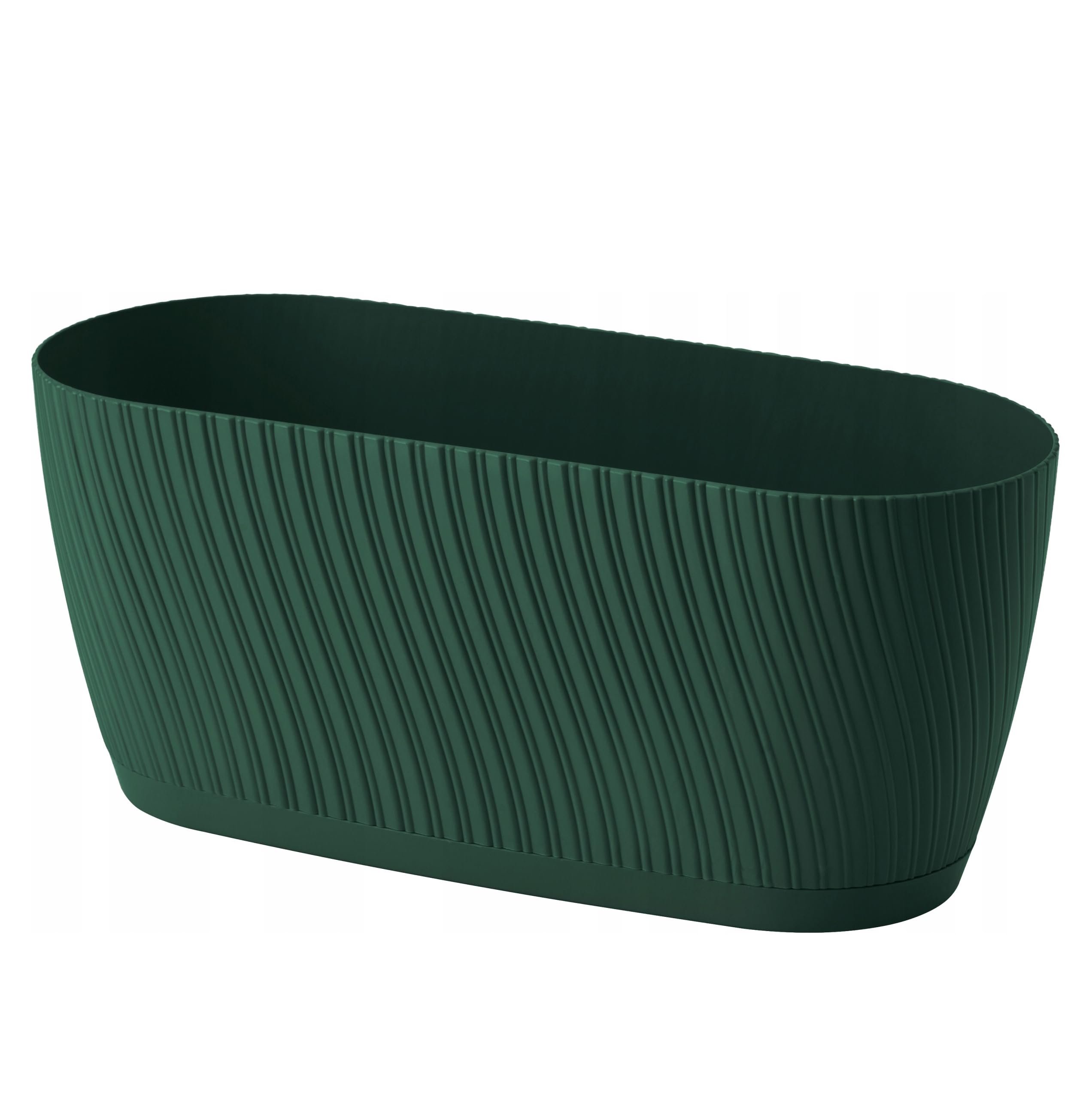 Trough Plant Pot Long Plastic Box Planter Succulent Garden Window Herb Flower Oval Textured Flowerpot (Moss green)