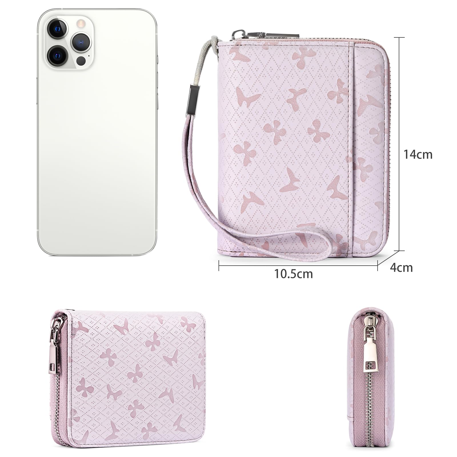 SENDEFN Portafoglio Donna in Pelle Cerniera Portamonete Piccolo Portafogli con Blocco RFID Porta Tessere Porta Carte di Credito Donna con 24 Scomparti per Carte