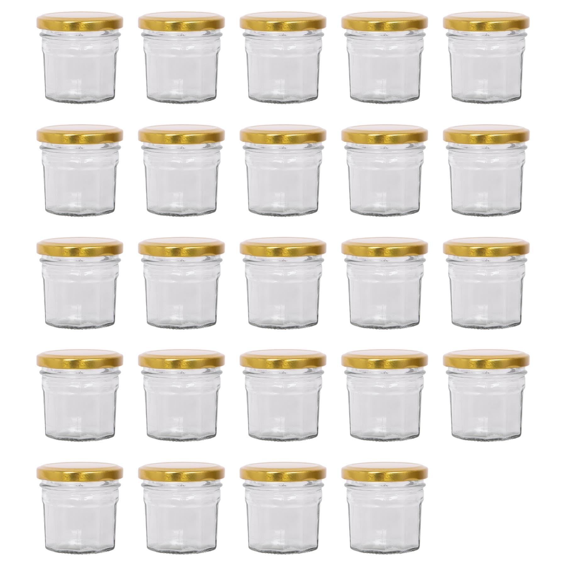 Argon Tableware 90Ml Glass Jam Jars With Airtight Gold LidsSet Of 24 Empty Screw Top Kitchen Storage Preserving Jar from B&Q