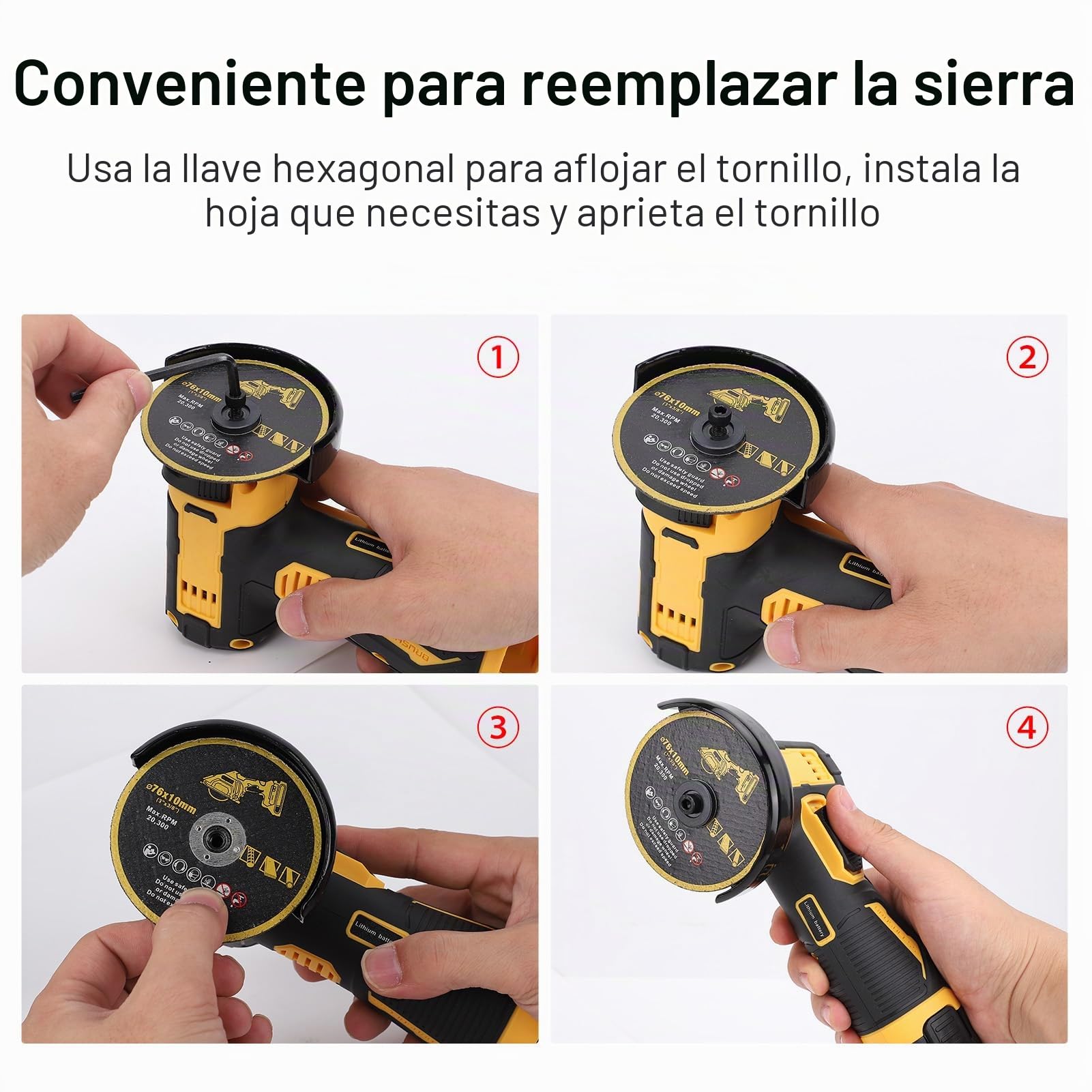 Mini Amoladora Angular, Mulcort Herramienta de corte y pulido de ángulo manual, con 2 baterías recargables, cortador de azulejos multifuncional con 6 discos para ladrillo, madera, acero, piedra