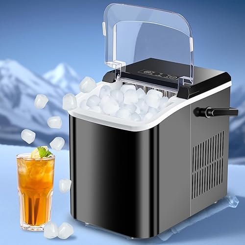 Máquina de hielo portátil con asa de transporte, 2 tamaños de Icecube para el hogar, cocina, bar, fiesta, campamento