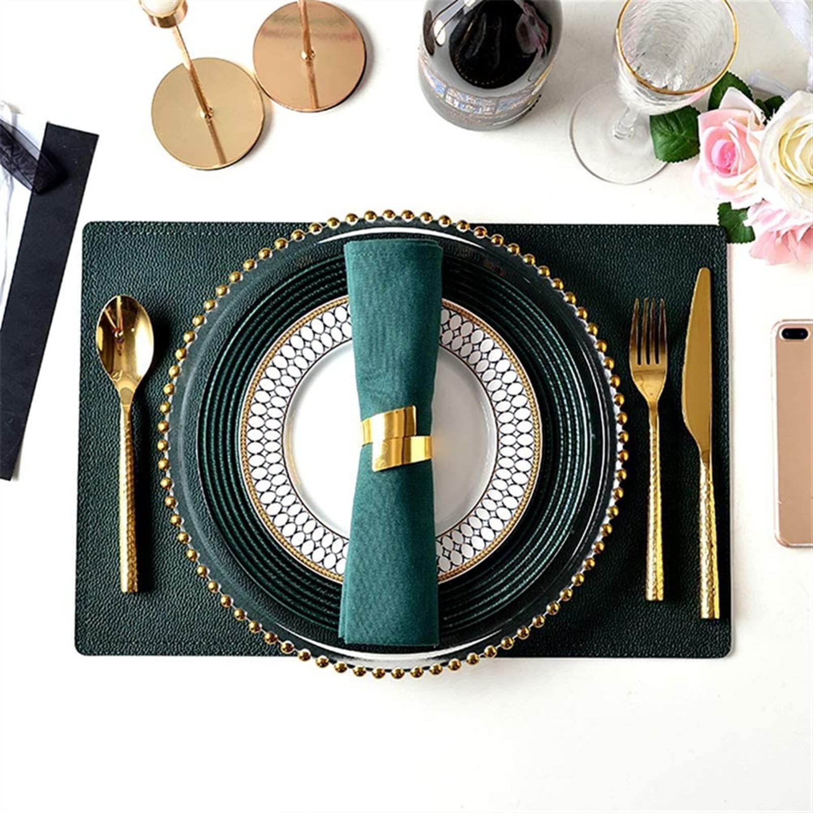 Set di 12 portatovaglioli in metallo dorato per decorazione della tavola nuziale, eleganti portatovaglioli per feste ed eventi