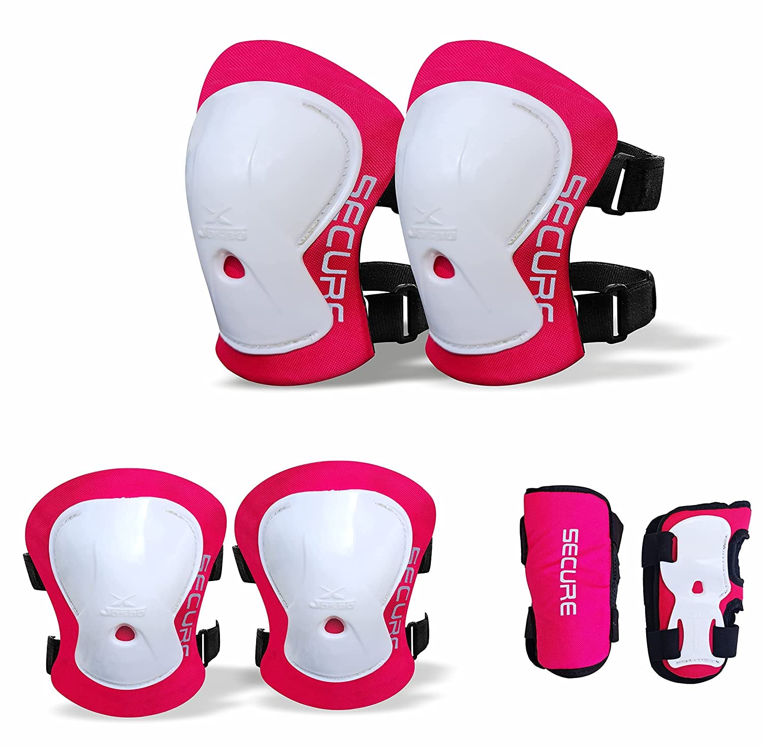 jaspoSecure Hybrid Professional Protective Gear Set (Knee/Elbow/Wrist Guard) for Skateboarding, Roller Skating, Inline Skating, Cycling and Other Sports Kids, Boys and Girls