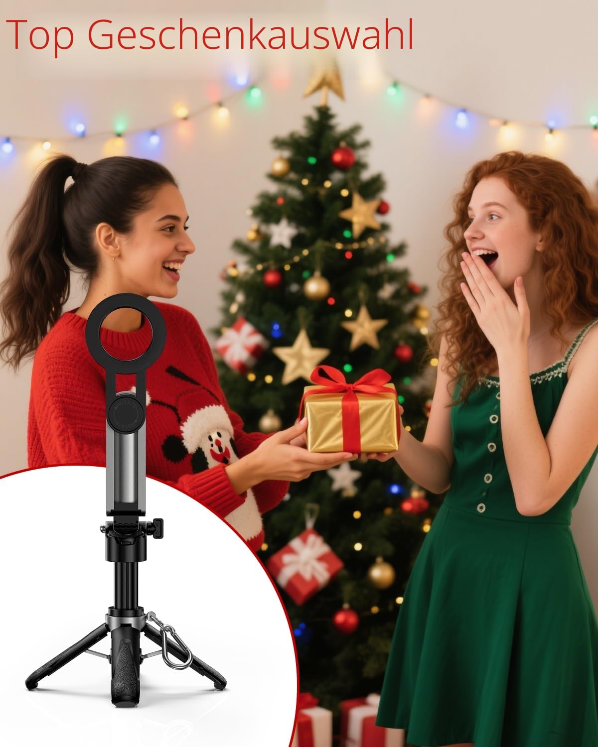 CloudValley Magnetischer Mini Selfie Stick Stativ, 4-in-1 Handy Stativ mit Bluetooth Fernbedienung, 360° Drehung, Faltbarem Griff & Taschenformat, Kompatibel mit iPhone & Android für Vlog/Foto