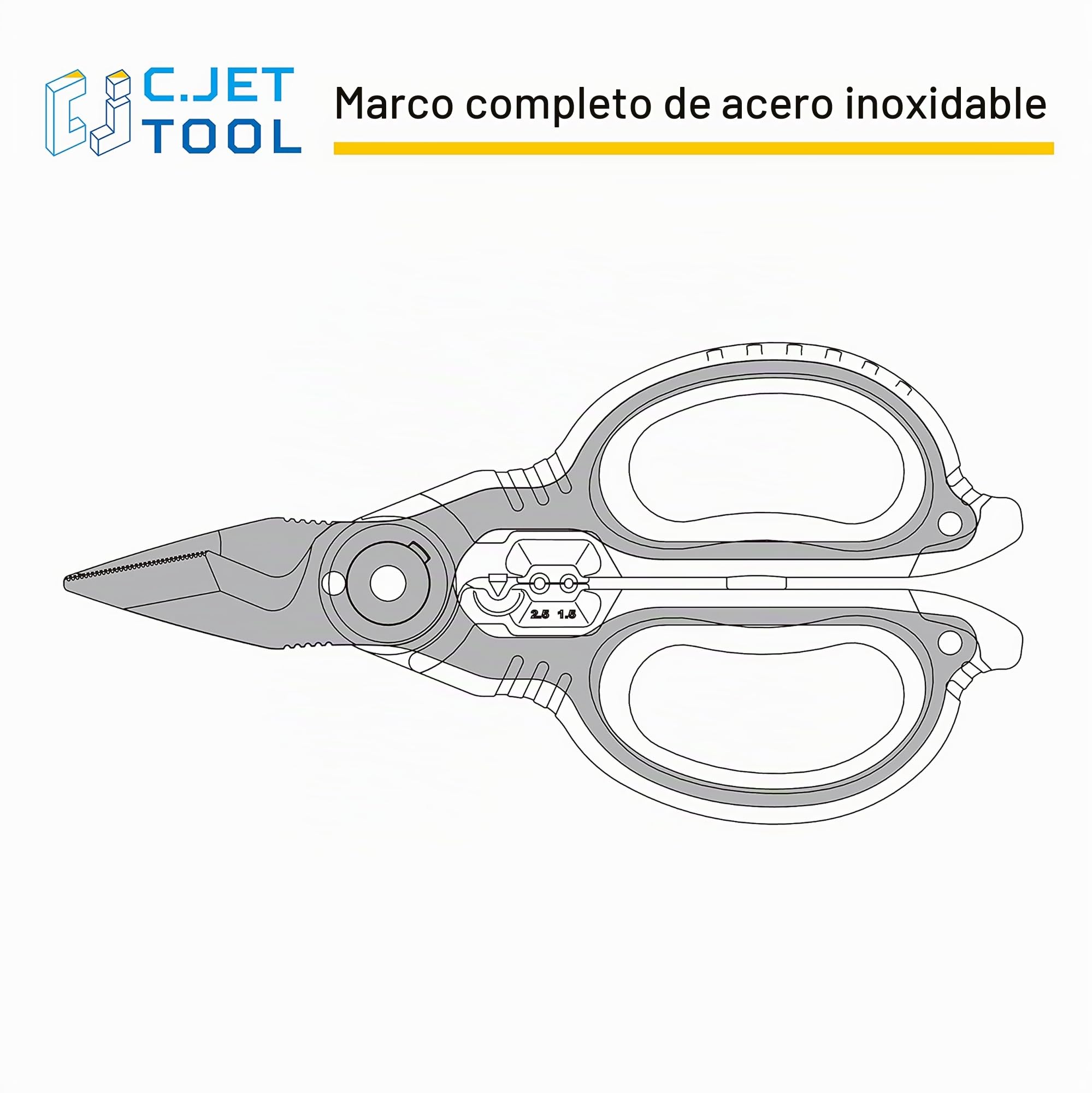 C.JET TOOL Tijeras Electricista Profesional de 160 mm, Acero Inoxidable para Cable Suave de Cobre de Aluminio (Turquesa)