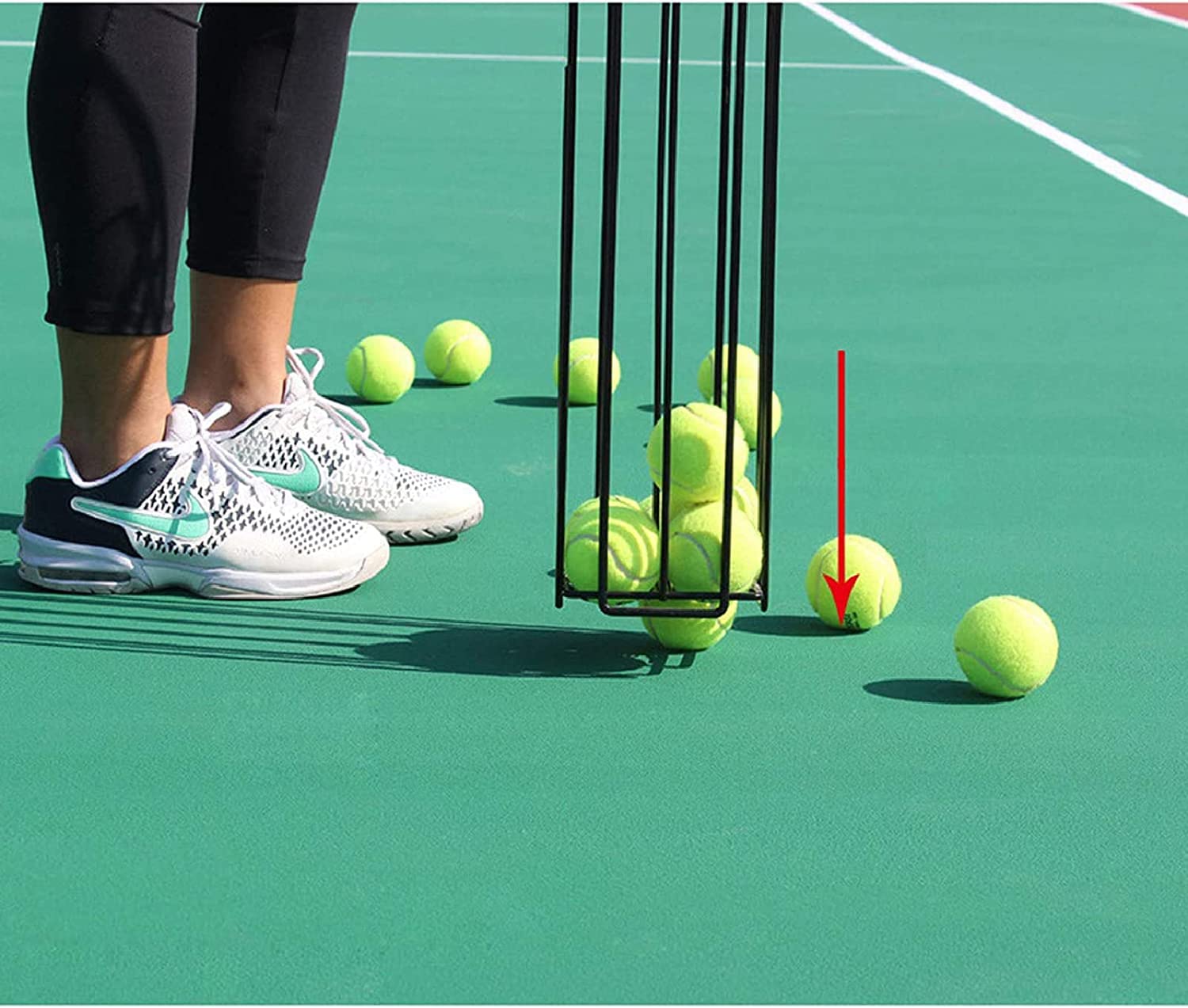 Raccoglitore e raccoglitore di palline da tennis, tubo portatile per un facile utilizzo in campo e a casa