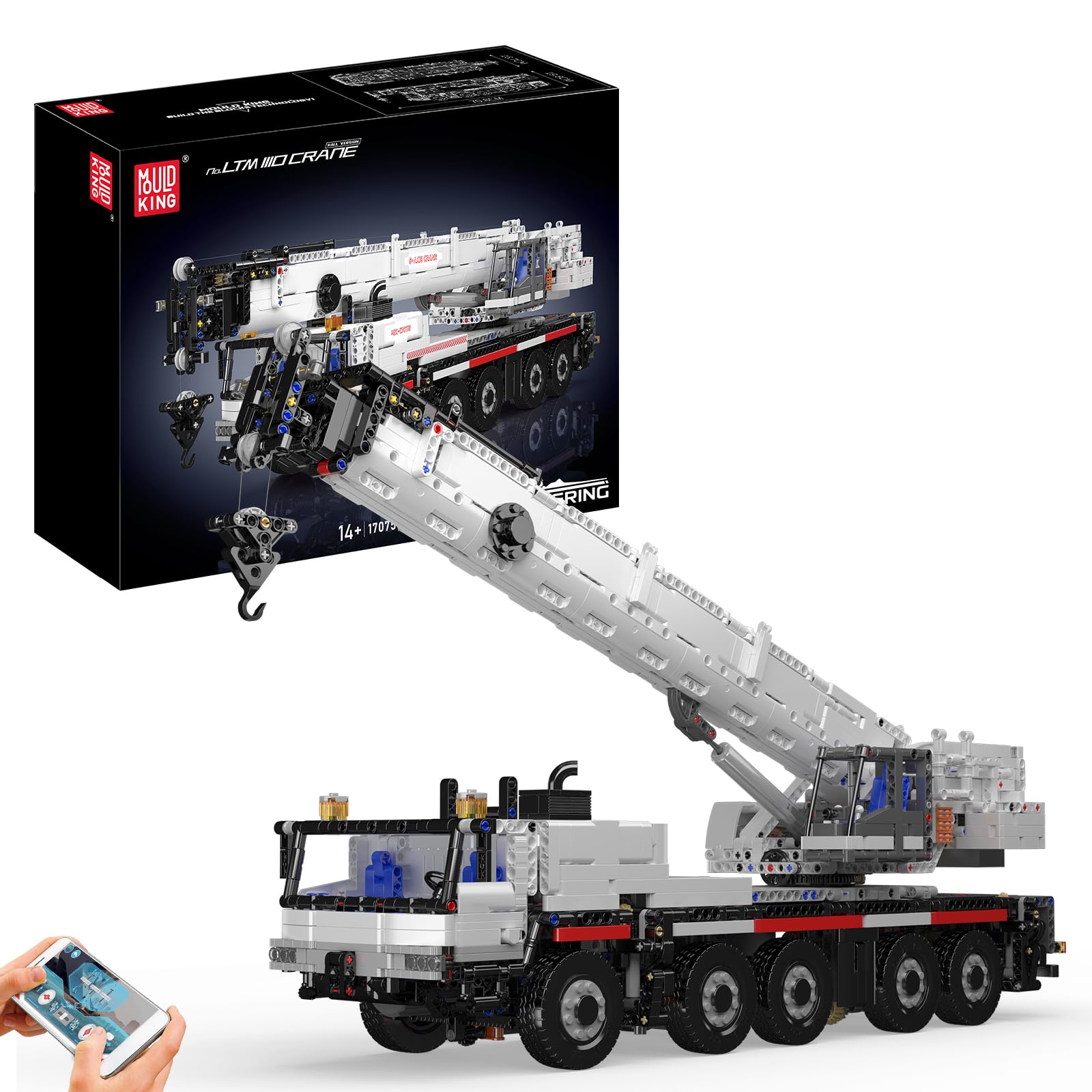 Mould King 17075 LTM 1110 Gru giocattolo da costruzione, 3248 pezzi, kit di modello di gru mobile resistente con doppio telecomando motorizzato, per adolescenti e adulti dai 14 anni in su