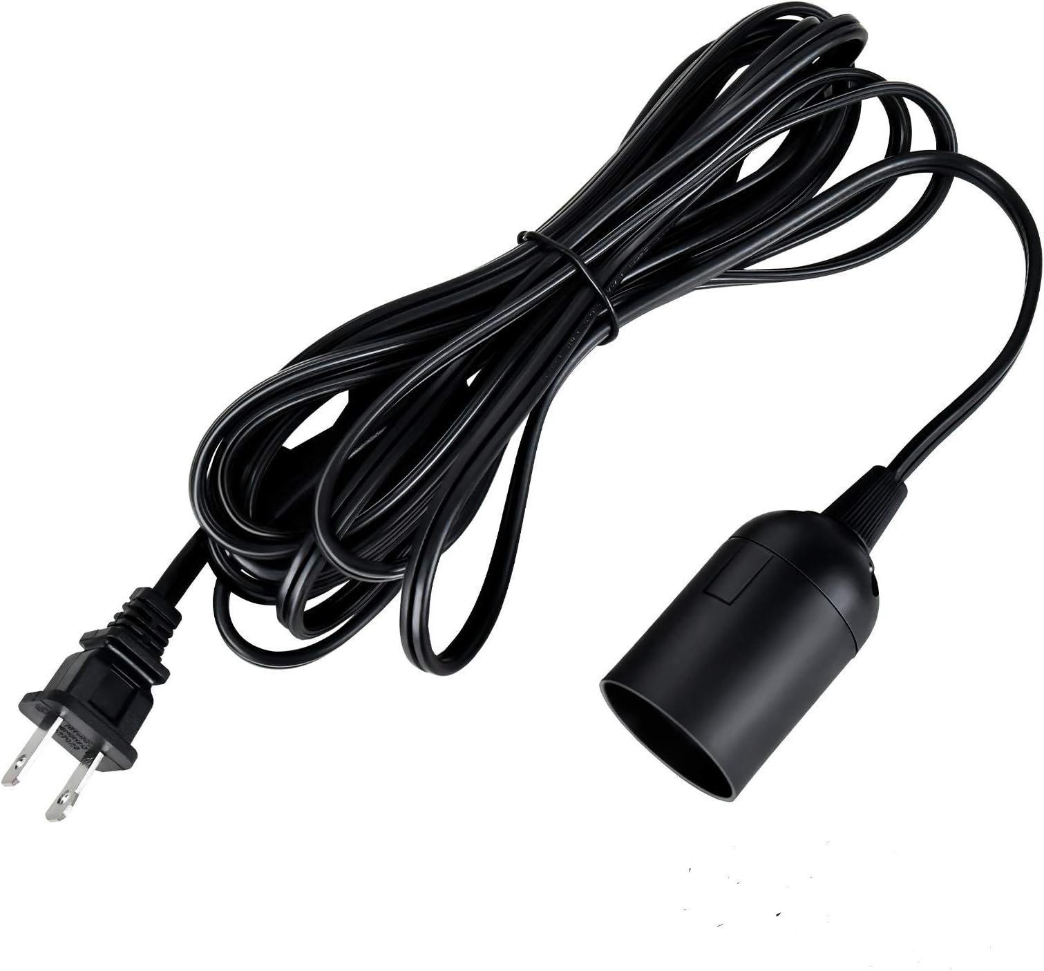 Simple Deluxe 15 Feet 360W Extension Hanging Lantern Pendant Light Lamp Cord Cable E26 Socket On/Off Switch (No Bulb Included), Black