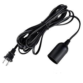 Simple Deluxe 15 Feet 360W Extension Hanging Lantern Pendant Light Lamp Cord Cable E26 Socket On/Off Switch No Bulb Included, Black