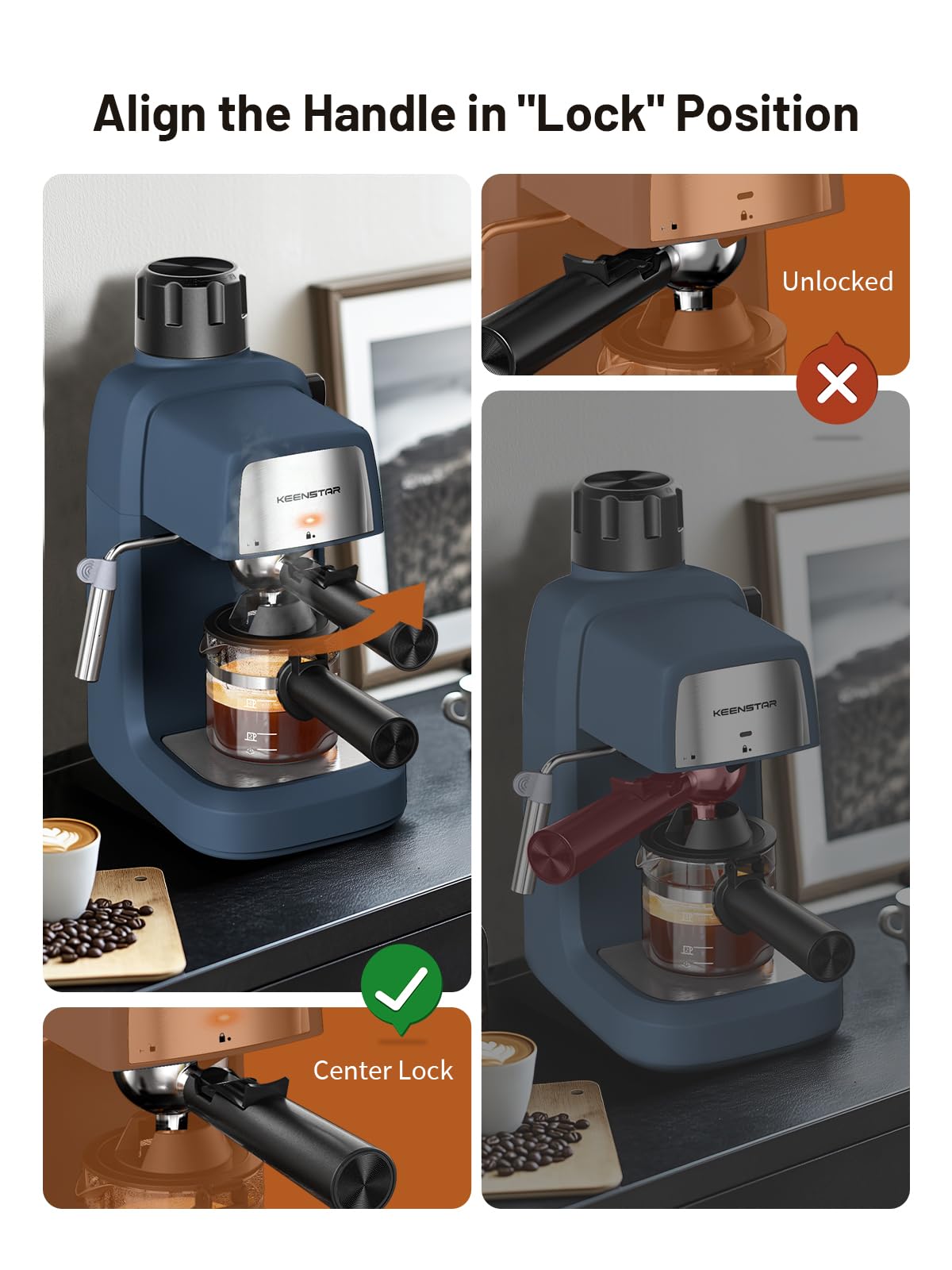 KEENSTAR Espresso Machine 3.5Bar, Compact Expresso Coffee Machines 4-Cup view 4