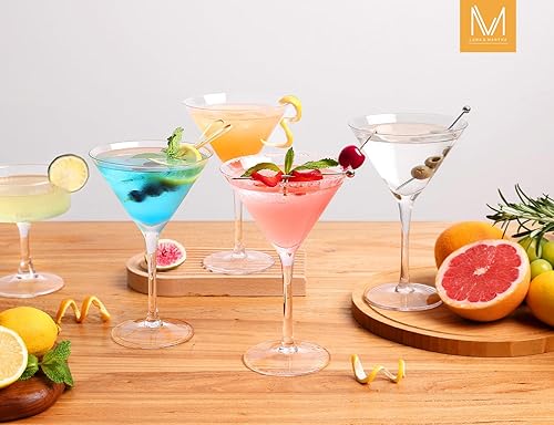 Miniatura 6 de LUNA & MANTHA Juego de vasos de Martini grandes de 1,9 onzas, vidrio de Martini de cristal soplado a mano, copas de cóctel sin costuras para bar,