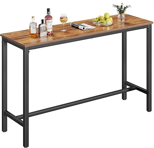 Mr IRONSTONE Mesa de bar, 53 pulgadas de altura de barra rectangular, mesa de comedor, para espacio estrecho, sala de estar, vintage Vintage,Negro