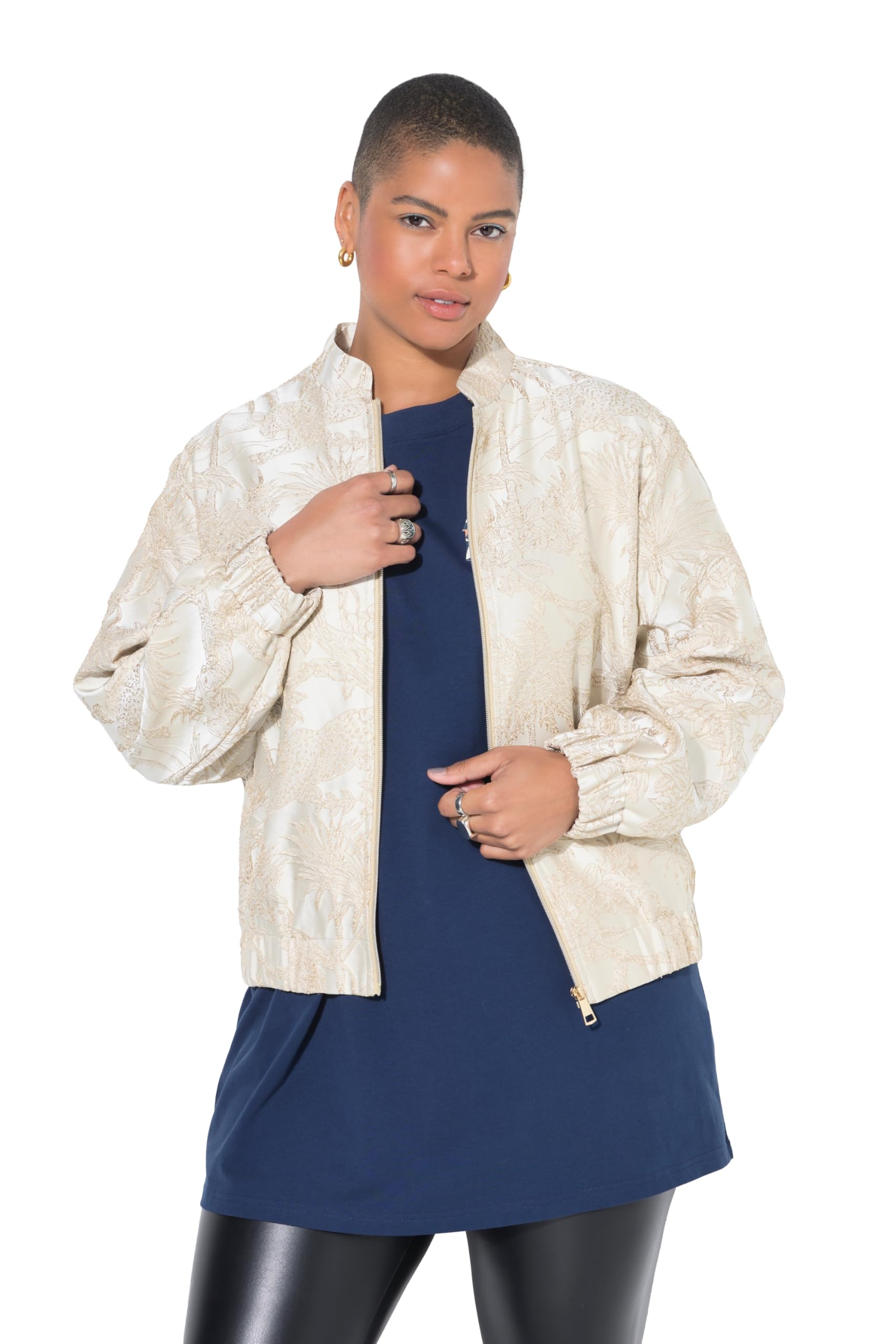 Studio Untold Damen große Größen Übergrößen Plus Size Blouson, Boxy Shape, Jungle-Jacquard 842334