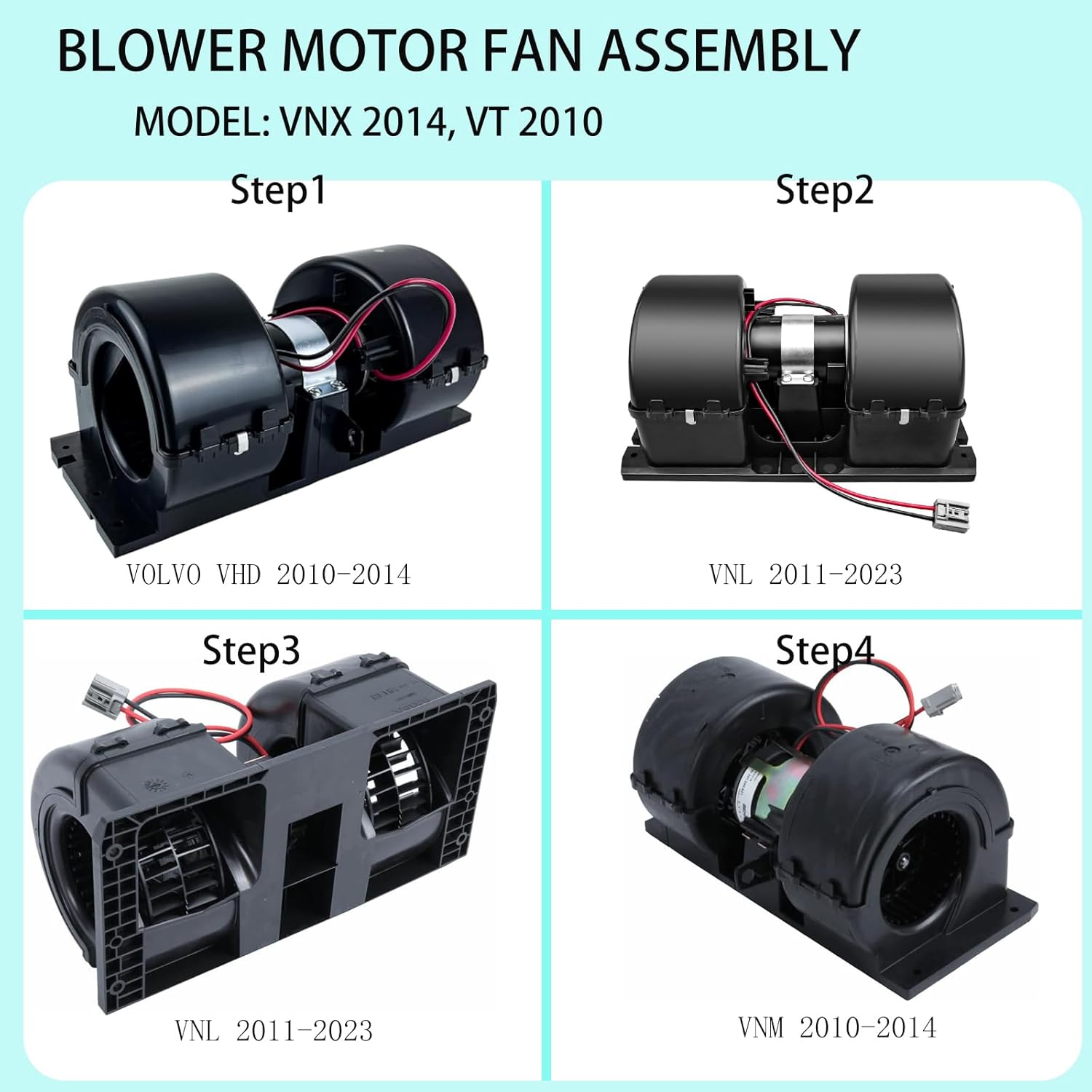 AC Blower Motor for Volvo VNL & VN Series (2008-2018) – Replaces 85120276, U2100001, 351044621 – Heavy Duty HVAC Fan Motor Assembly – Quiet Operation & High Airflow – Direct OEM Fit Replacement